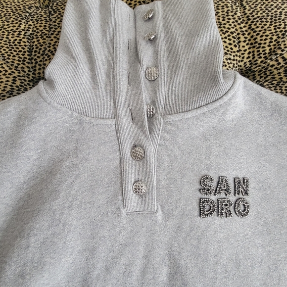 Sandro Light Gray Embellished Sweatshirt - Picture 5 of 9